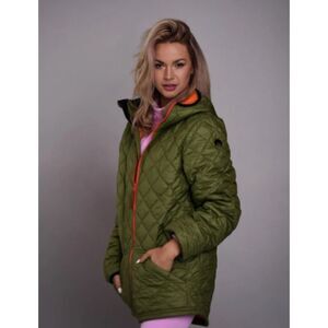 OOSC Khaki Green Glacier Thermolite Jacket Insulated Hooded Recycled Coat Sz L